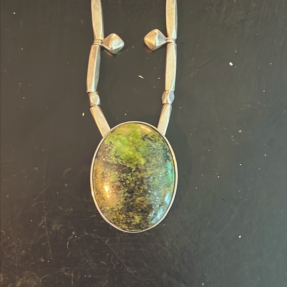 Isabel Marant Silver Necklace with Green Turquoise - Picture 2 of 7